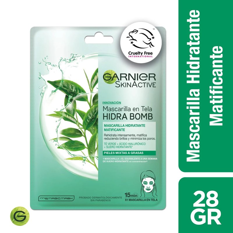 Imagen de GARNIER TRAT MASC EN TELA GREEN TEA 32gr