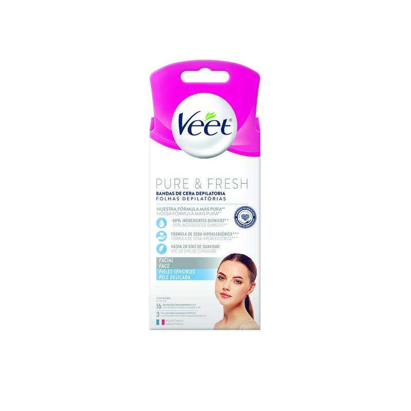 Imagen de VEET BANDA DEPIL FACIAL PURE & FRESH PIEL SENS 16