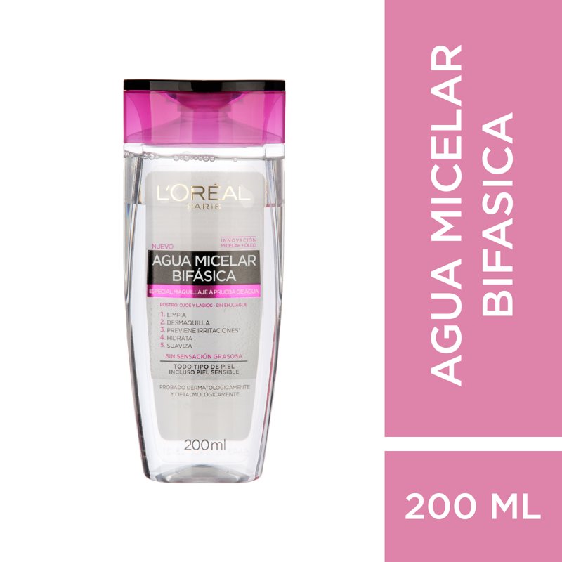 Imagen de LOREAL DEMAQ AGUA MICELAR BIFASICA 200ml
