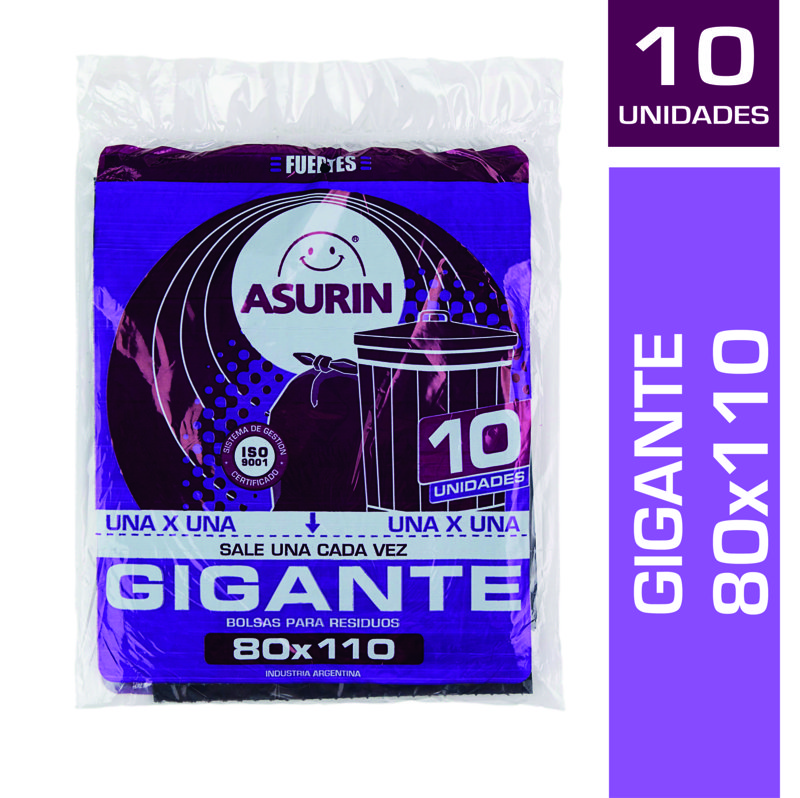 Imagen de ASURIN BOLSA GIGANTE PLANA 80x110 X 10u