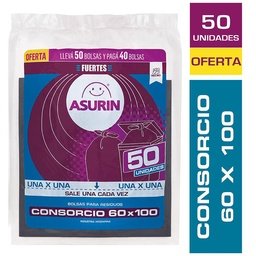 Imagen de ASURIN BOLSA CONSORCIO PLANA 60x100 X 50u