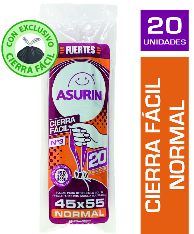 Imagen de ASURIN BOLSA CIERRA FACIL NORMAL LIMON x 20u