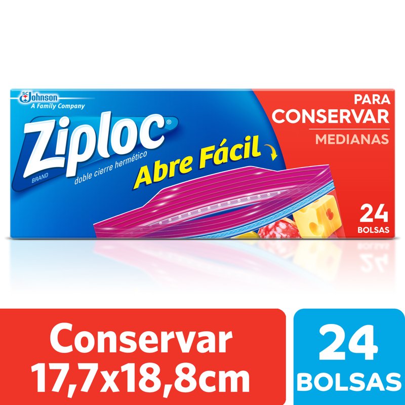 Imagen de ZIPLOC BOLSA PARA CONSERVAR MEDIANA 24u