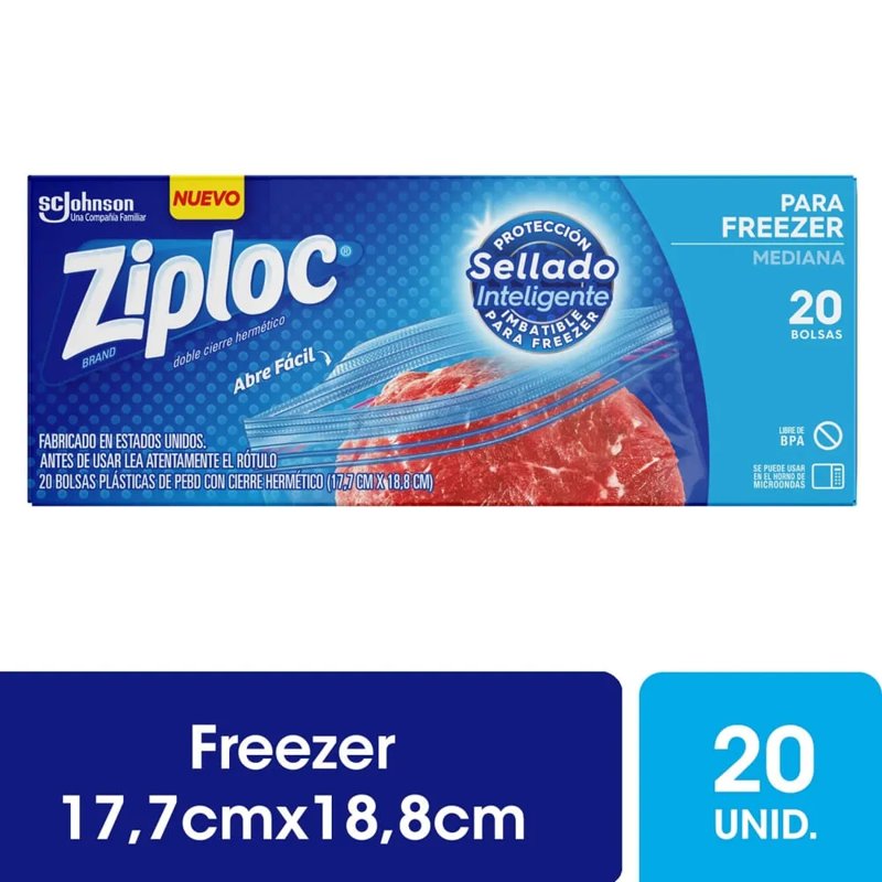 Imagen de ZIPLOC BOLSA PARA FREEZER MEDIANA 20u