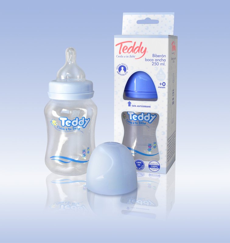 Imagen de TEDDY BIBERON BOCA ANCHA 250ml TET SIL +0 ROSA