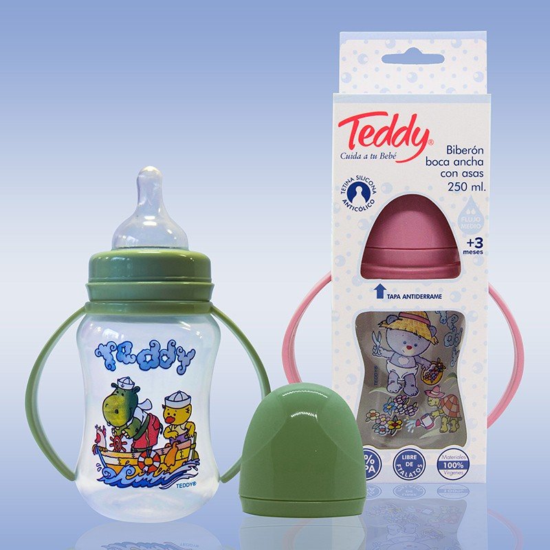 Imagen de TEDDY BIBERON BOCA ANCHA 250ml TET SIL +3 ROSA