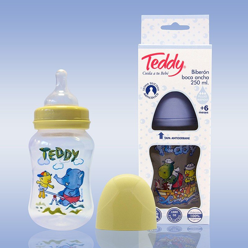 Imagen de TEDDY BIBERON BOCA ANCHA 250ml TET SIL +6 ROSA