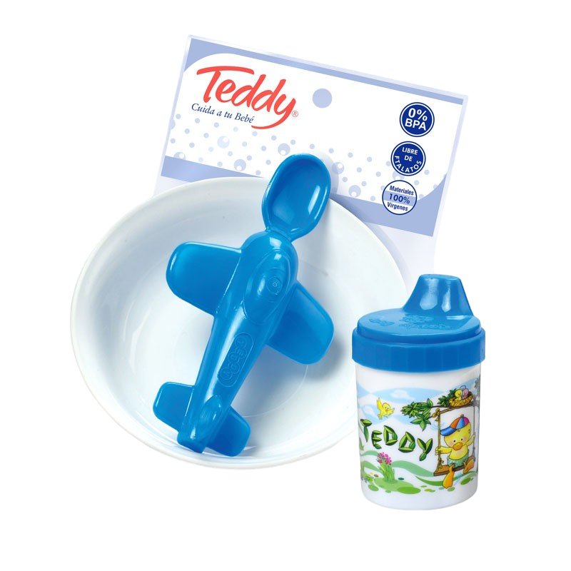 Imagen de TEDDY JUEGO PLATO-VASITO-AVION ROSA