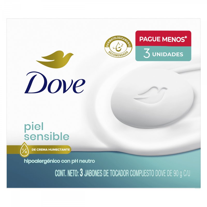 DOVE JABON PIEL SENSIBLE 3x90g