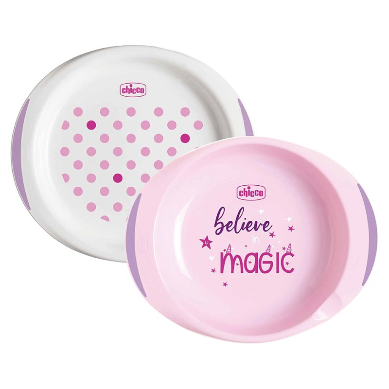 Imagen de CHICCO SET PLATOS ROSA 12m+