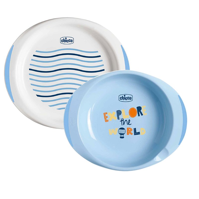 Imagen de CHICCO SET PLATOS CELESTE 12m+