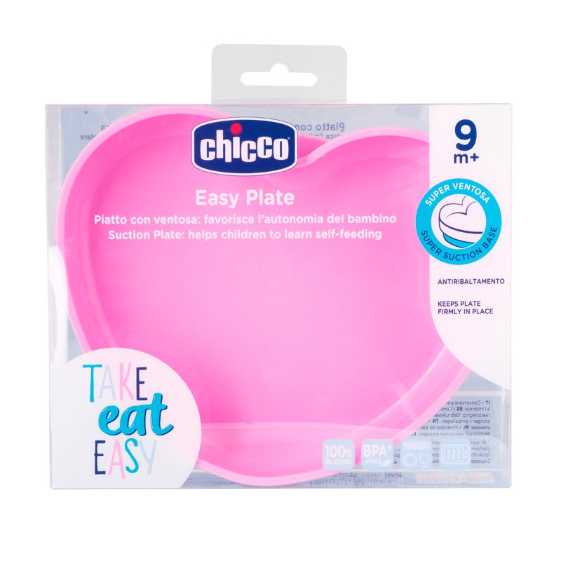 Imagen de CHICCO PLATO SILICONA CORAZON ROSA 9m+